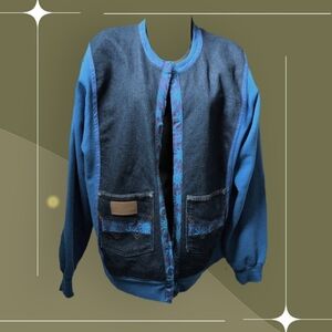 ✨ Handmade Upcycled Wrangler Sun and Moon Sweater Jacket Size M/L